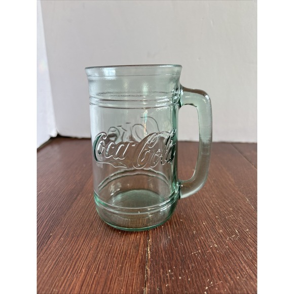 Coca-Cola Other - Vintage Coca Cola Green Tinted Heavy Glass Mug with‎ Handle